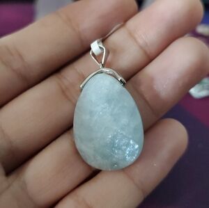 Sterling Silver Aquamarine Teardrop Pendant - Light Blue S295